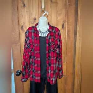 Rock & Republic Red and Black‎ Plaid Shirt